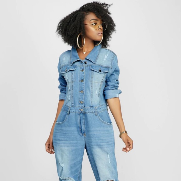 NWT Kosmios Denim Jumpsuit - Picture 1 of 6